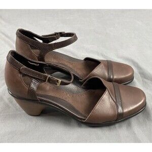 Dansko Roxy Leather Ankle Strap Pumps Heels Shoes Women's Size 37 Brown